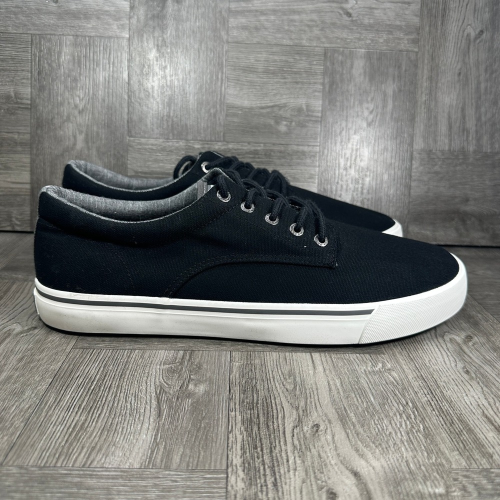Nautica Cozza Sneakers Mens 12 Black Canvas Low Top Casual Minimalist NEW